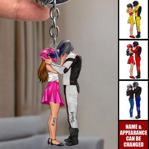 Personalized Biker Couple Keychain - Gift For Biker