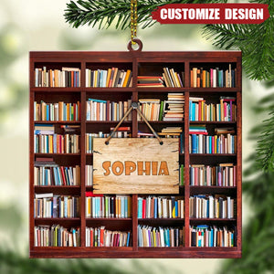 Personalized Bookshelf Shape Ornaments - Gift for Book Lover - 2024 New Release