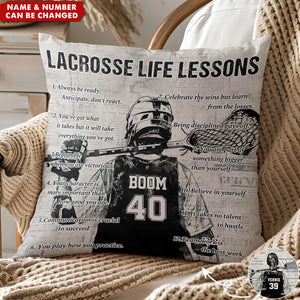 Personalized Lacrosse Life Lessons Pillow-Gift For Lacrosse Lovers