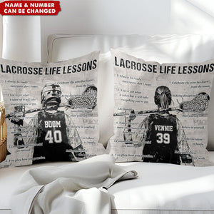 Personalized Lacrosse Life Lessons Pillow-Gift For Lacrosse Lovers