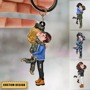 Couple Portrait Army Gifts by Occupation - Personalized Acrylic Keychain