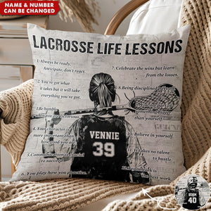 Personalized Lacrosse Life Lessons Pillow-Gift For Lacrosse Lovers