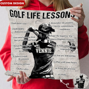 Gift For Golf Lovers-Personalized Golf Life Lessons Pillow