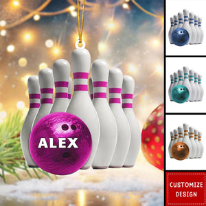 2024 New Release Personalized Bowling Acrylic Christmas Ornament Gift For Bowling Lovers