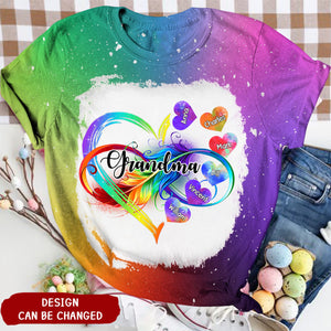 Grandma Grandkids Infinity Love Rainbow Personalized 3D T-shirt