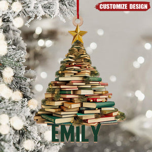 2024 New Release Personalized Name Book Christmas Tree Wood Ornament