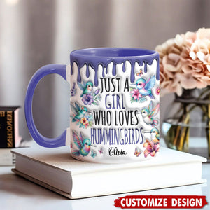 Just A Girl Who Loves Hummingbirds - Personalized Hummingbird Accent Mug