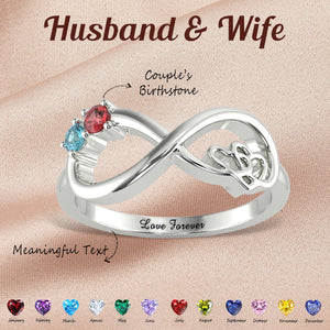 Personalized Infinity Birthstone Promise Ring, Anniversary Gift for Couples