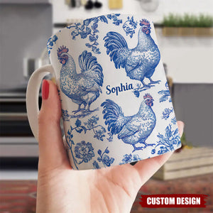 Chicken Toile de Jouy - Personalized Chicken Mug