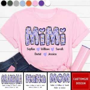 Custom Gigi Purple Daisy With Grandkids Mother's Day TH T-Shirt