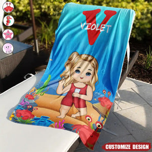 Alphabet Name Kid Summer Beach Pool - Personalized Beach Towel