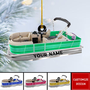 Personalized Pontoon Boat Acrylic Christmas Ornament - 2024 New Release