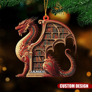 Personalized  Dragon bookshelf Ornament - Book Lover Gift - 2024 New Release