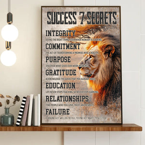 Success 7 Secrets - Motivational Lion Poster