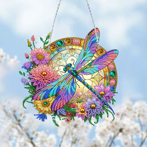 5D Diamond Painting Stained Dragonfly Panel Decorative Home Garden Decoration Hanging Kit