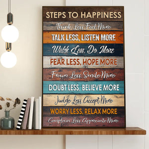 Steps To Happiness - Motivational Quote Poster