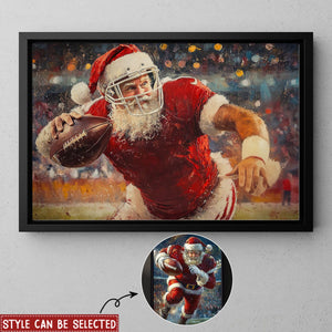 Funny Christmas Santa On The Field American Football Poster - Gift For American Football Lovers