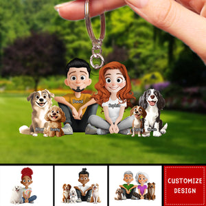 Personalized Cute Cartoon Dog Cat Acrylic Keychain-Gift For Dog Cat Lovers, Couple