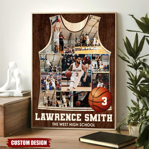 Personalized Basketball Jersey Photo Collage Poster, Basketball Player Gift