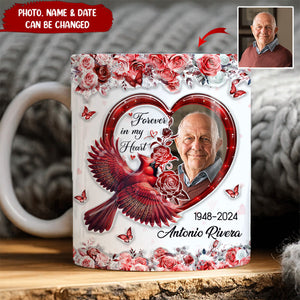 In Loving Memory Forever In My Heart 3D Inflated Effect Cardinal Bird-Personalized Mug