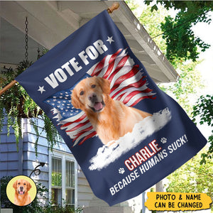 Custom Photo Talk Is Cheap, Voting Is Free - Dog Personalized Flag - Gift For Pet Owners, Pet Lovers