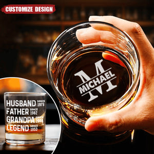 Husband Father Grandpa Legend- Personalized Whiskey Glass