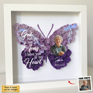 Personalized Butterfly Memorial Flower Shadow Box, Sympathy Gifts For Loss Of Family