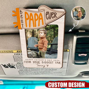 Father's Day Car Visor Clip, Best Dad Picture Frame, Gift for Dad/Grandpa from Daughter Son