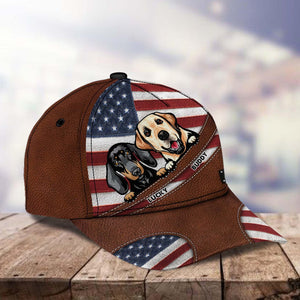 Happy 4th July Dog America Flag Personalized Cap, Personalized Gift for Dog Lovers, Dog Dad, Dog Mom