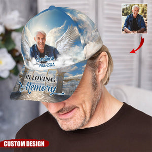 Memorial Insert Image Angel Wings Golden Gate, In Loving Memory Personalized Classic Cap