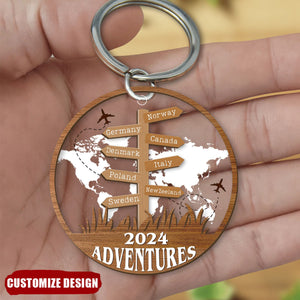 Personalized Travel Adventure Keychain, Custom Traveling Destination - Gift for Travelers - 2024 New Release