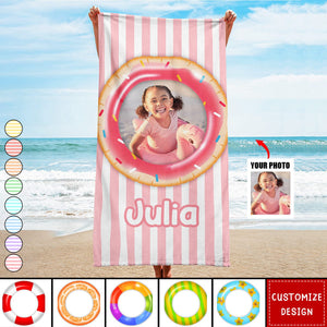 Kid Float Pool Party - Personalized Photo Beach Towel