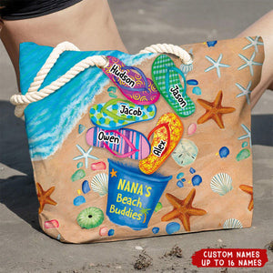 Nana's Beach Buddies Summer Flip Flop - Personalized Beach Bag - Gift for Grandmas Moms Aunties