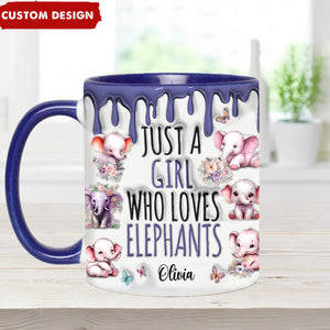 Just A Girl Who Loves Elephants - Personalized Accent Mug