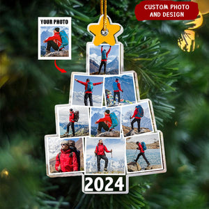 Photo Hiking Christmas Tree - Personalized Acrylic Photo Ornament