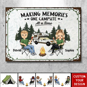 Camping Partners For Life Doll Couple Sitting-Personalized RV Metal Sign-Gift For Camping Lovers