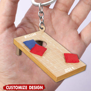 Personalized Cornhole Keychain - 2024 New Release