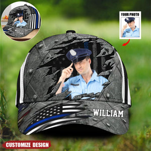 Personalized US Police Officer Grey 3D Cap