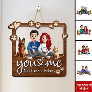 You & Me And The Dogs - Personalized Wood Sign