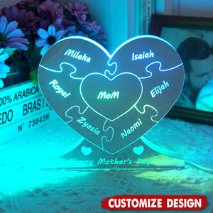 Personalized Heart Puzzle Mirror Light