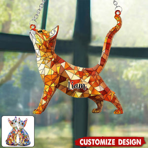 Boho Chic Cute Cats - Personalized Cat Window Hanging Suncatcher