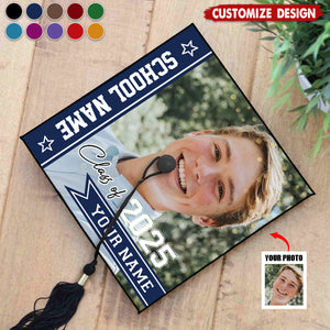 Personalized Class Of 2025 Photo Graduation Cap Topper, Decorations For Grad Cap