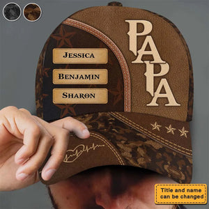 Personalized Gift For Grandpa Papa Dad Custom Kids Name Classic Cap