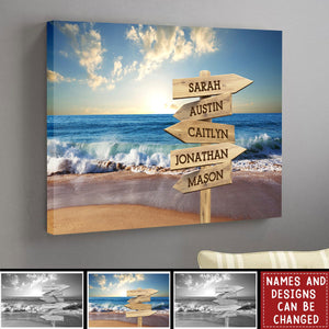 Personalized Beach Canvas Print with Family Names