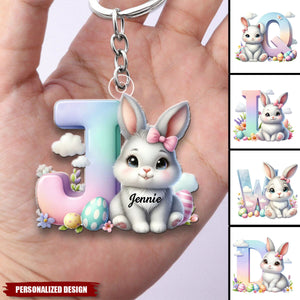 Cute Easter Bunny Gradient-Personalized  Keychain-Gift for Kids