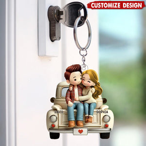 Personalized Couple On Truck Keychain-Gift For Couple