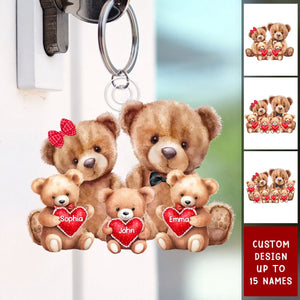 Bear Family With Little Bear Kids Personalized Acrylic Keychain