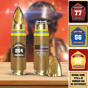 Firefighter Badge Flag Time & ID Bullet-Personalized Tumbler-Gift For Firefighter