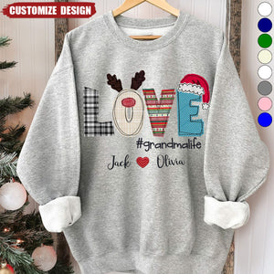 Personalized Mimi Applique And Grandkids Sweatshirt