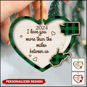 2024 New Release Miles Apart ... You're Always In My Heart State Map-Personalized Wooden Ornament